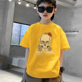 Skater Cool Deftones Skull Multicolor Kids Drop Shoulder Graphic Tee
